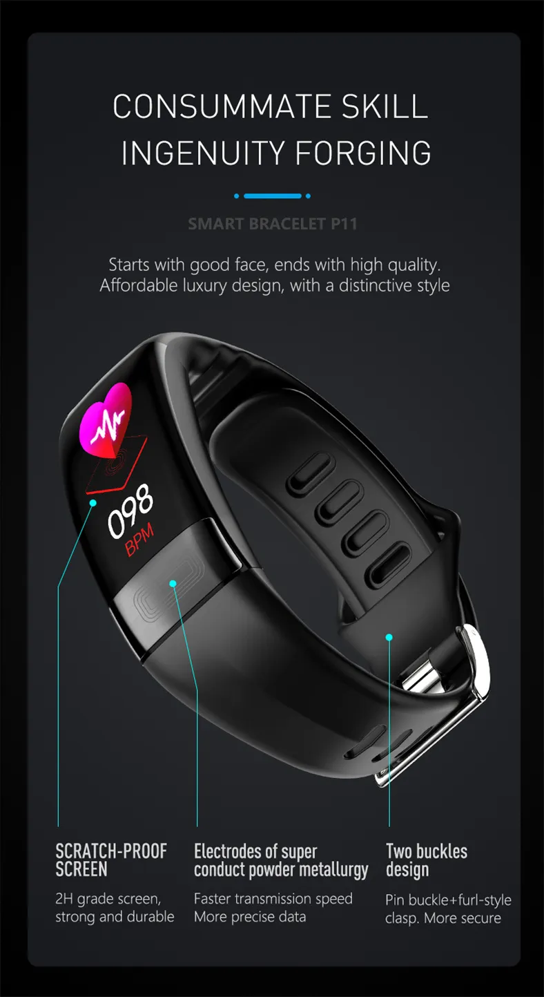 P11 Sport Fitbit Blood Pressure Watch With Heart Rate Monitor ECG Bluetooth Call Reminder And Smart Bracelet For Men And Women From Homepro3 70.89 DHgate.Com