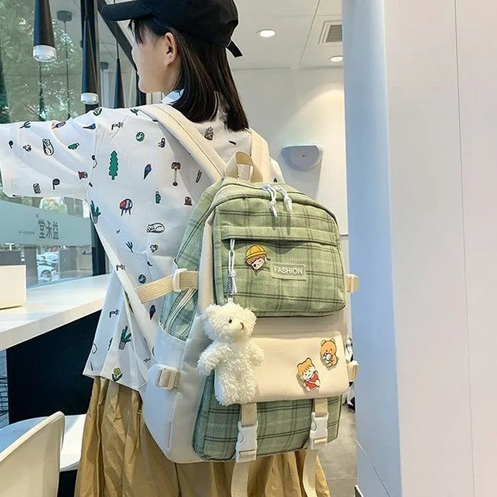 Plaid canvas backpack sale