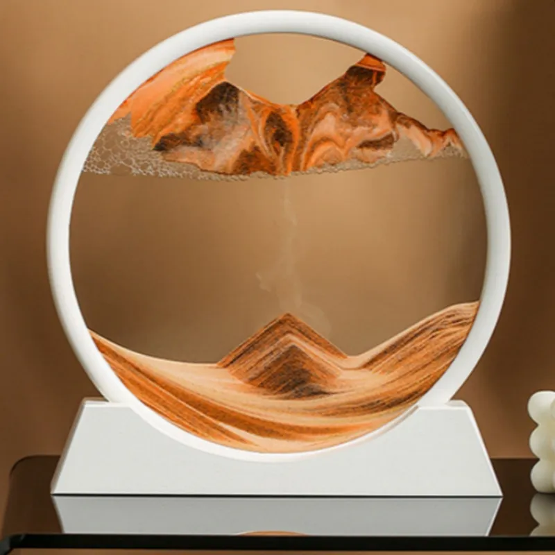 Lampada a Clessidra, Arte della Sabbia in Movimento 3D, Pittura di sabbie mobili LED Arte Decorativa Dipinti di Sabbia Luce Notturna Lampada da Tavolo a Forma di Clessidra in Vetro Decorazione (Color