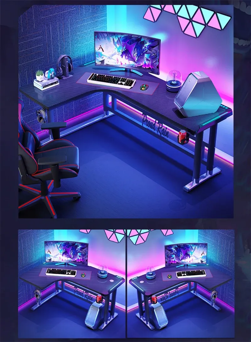 AODK L Shaped Desk With 4 Tier Drawers, 61" Reversible Gaming Desk With Power - View #9