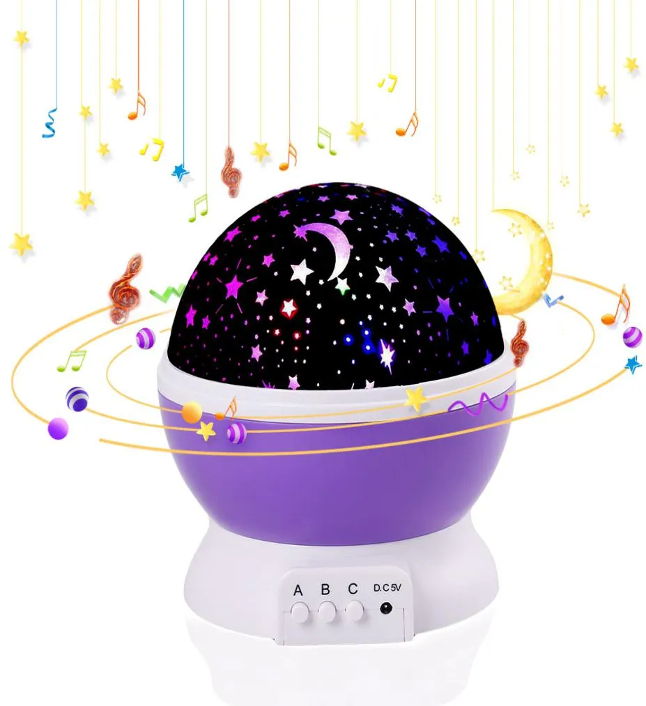 Child Projecteur Music Night Light Projecteur Spin Starry Star Master Kids Baby Sleep Romantic LED USB Projection Lamp2399146