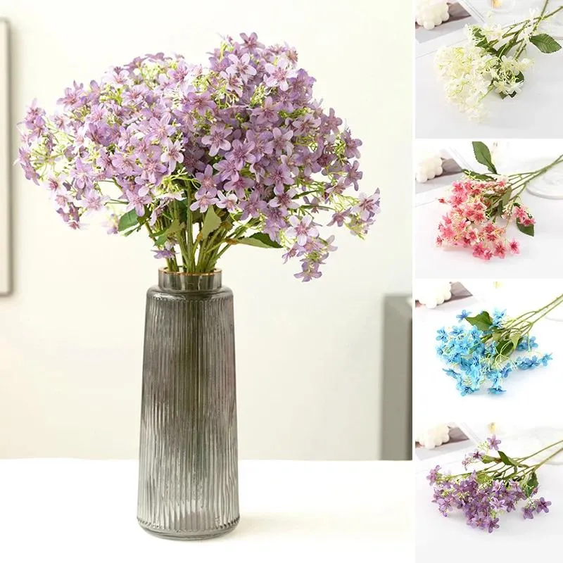 Dekorative Blumen 48 cm weiß lila blau künstlich long ast Seidenblume Plastik Plastik Bouquet DIY Hochzeitsfeier Weihnachten Home Dekoration