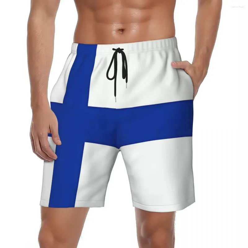 Shorts maschile Finlandia Flag palestra estate per la stampa fresca sports board di fitness pantaloni uomini rapidi asciugatura y2k retrò plus size bauli da spiaggia