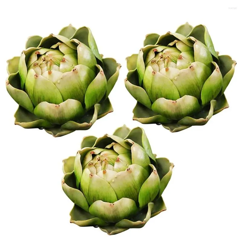 Bowls 3Pcs Green Artificial Artichoke Plastic Flower Wedding Party Table Decoration