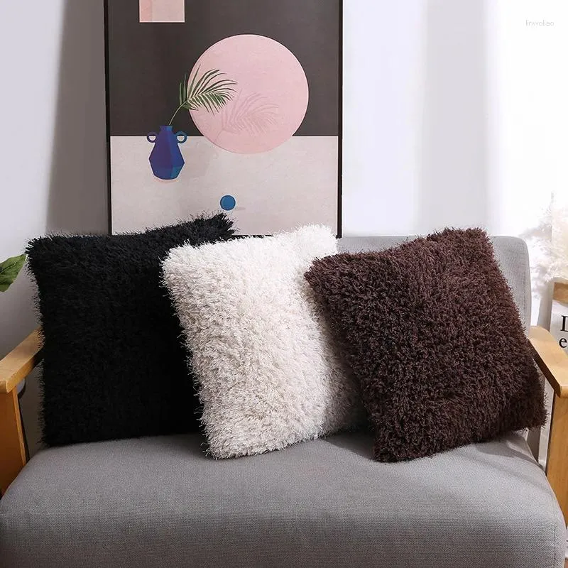Oreiller des oreillers en peluche caisse nordic simple canapé de couleur unie simple 45 45 cm décor de chambre
