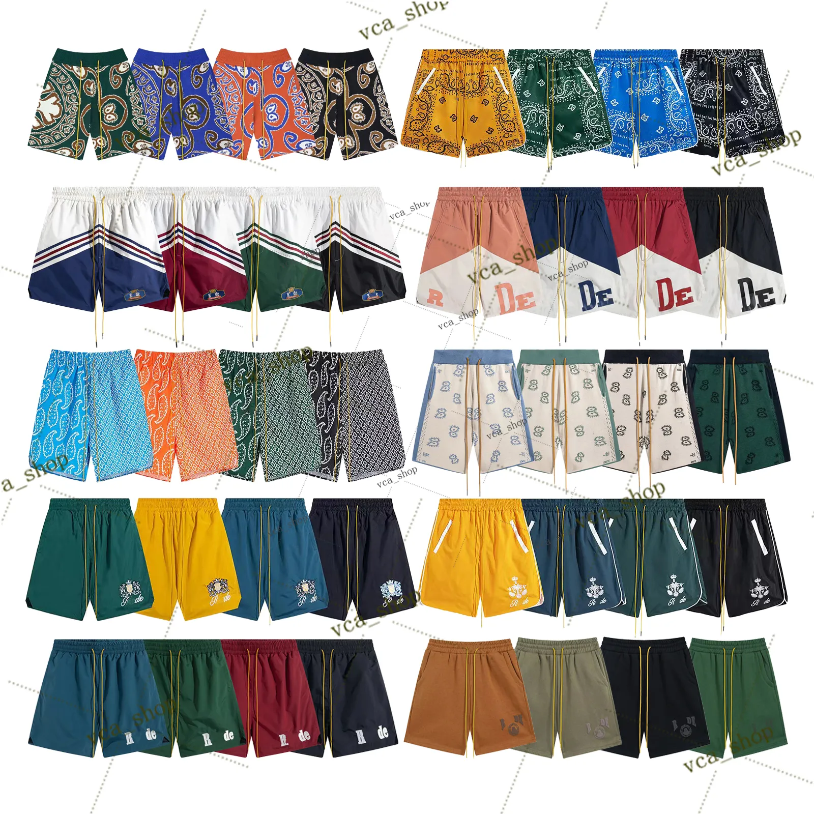 Designer Shorts Rhude Shorts Mens Capsule Shorts Summer Beach Pants Mesh Material andas Svett Löst fitness basketbyxor Mens korta svarta shorts 111