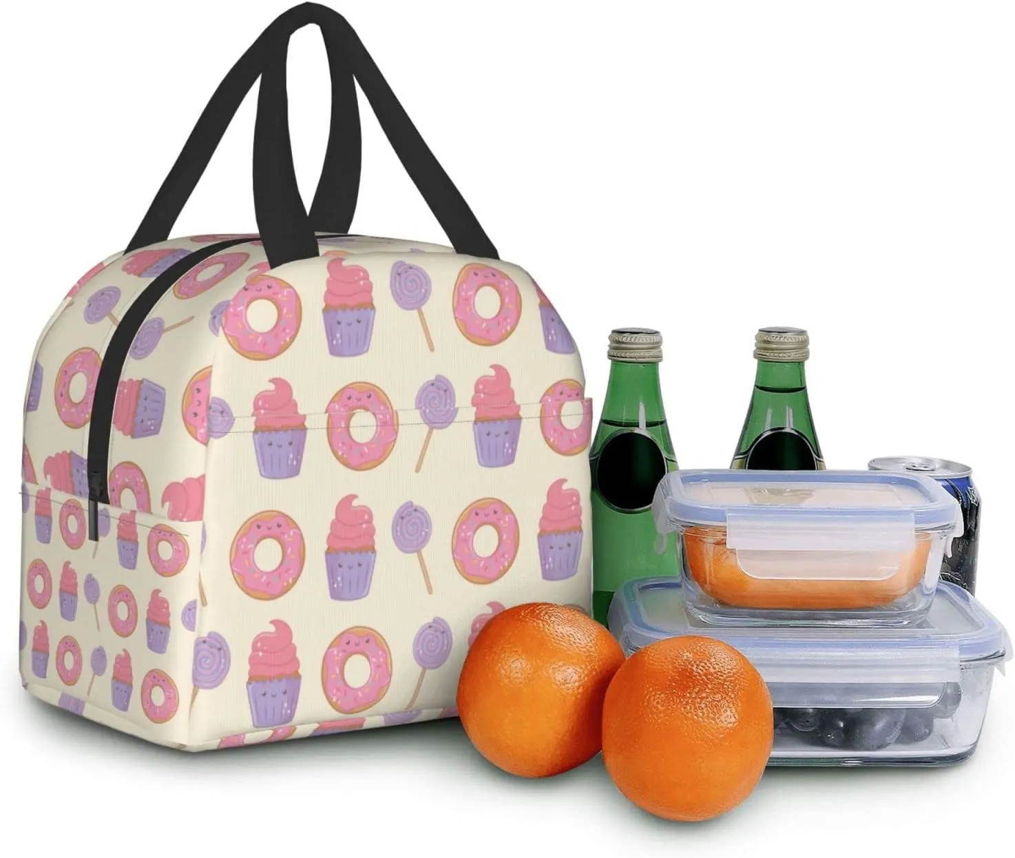 Sweet Kawaii Donut Lunch Bag Travel Work Bento Återanvändbar Tote Picknicklådor Isolerade containderväskor för kvinnor män pojkar flickor