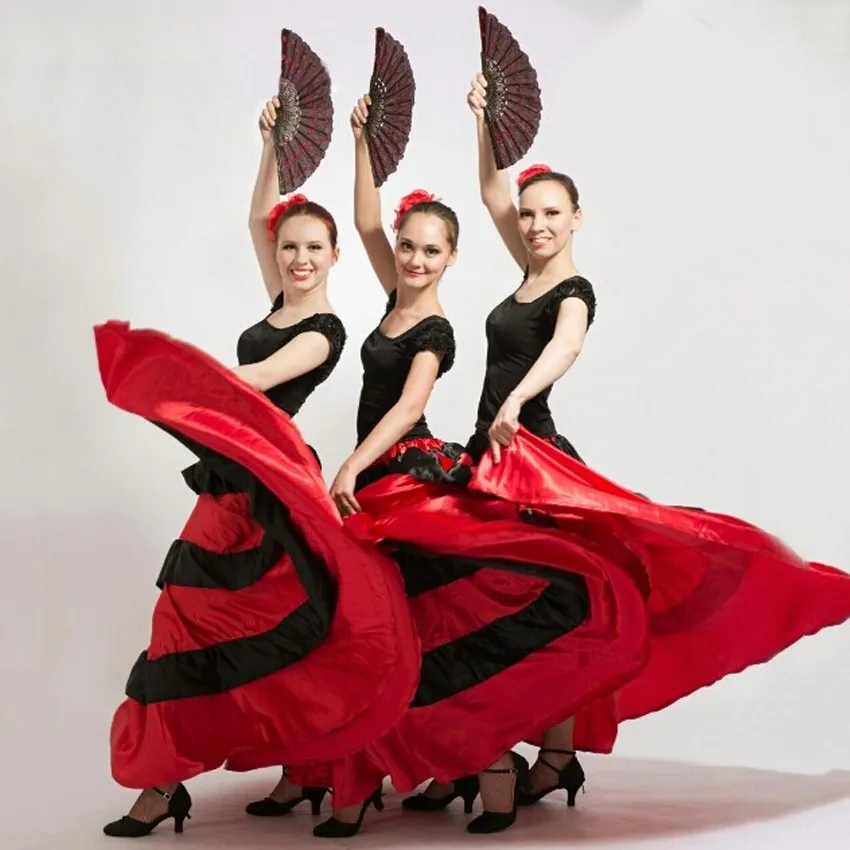 Plus Size Flamenco Skirt: Red Black Spanish Dance Costume for