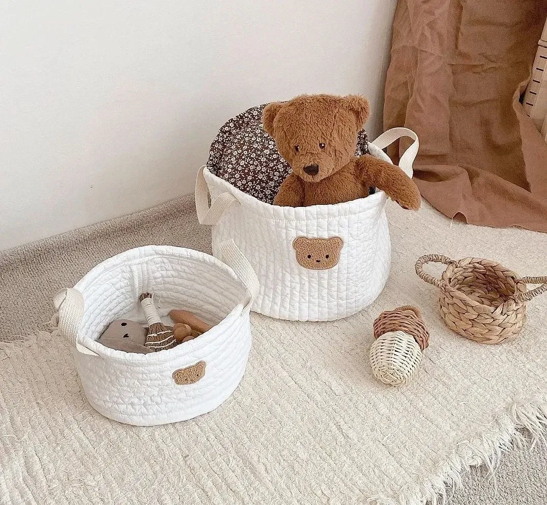 Nom brodé personnalisé Panier de rangement mignon petit ours