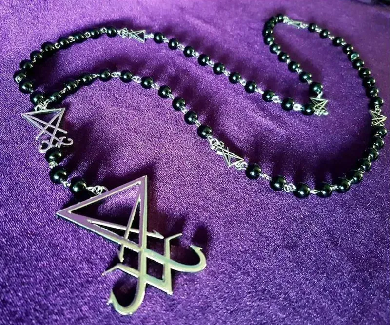 Lucifer Rava Chain Sigil Lucifer Rosary Necklace Gothic Occult Jewelry with Metal Alloy ...