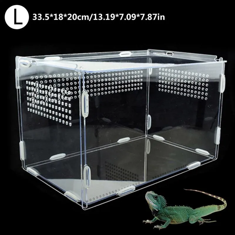 View of Transparent Reptile & Insect Pet Box - Breathable, Escape-Proof Cage ...