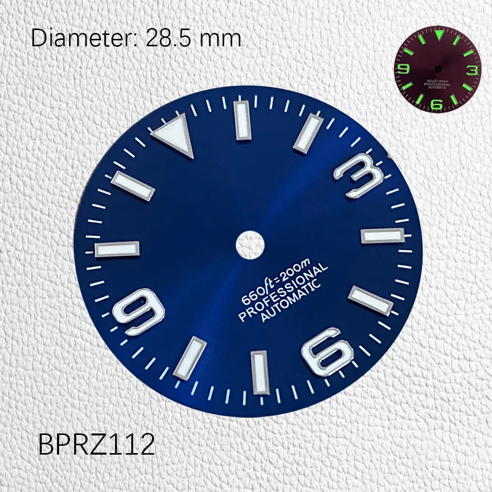 28,5 mm 369 Digital sonnengemusterte dreieckige schwarze Nagel NH35 Dial NH35 Case Watch Accessoire Customized Watch / S Mod