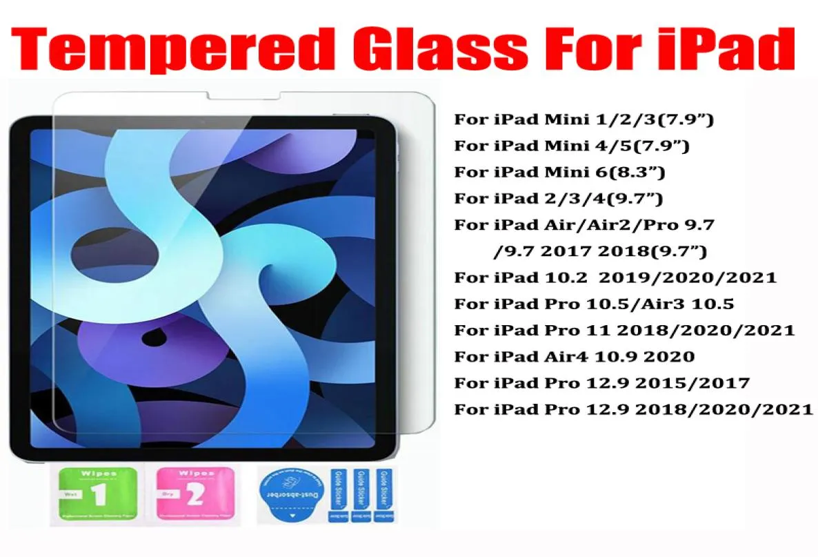 04 мм 9H Премиальная стеклянная пленка с модернизатором для iPad Pro 129 AIR 4 AIR4 109 11 2021 7 8 9 102 105 97 MINI 2 5 6 MIN7160060