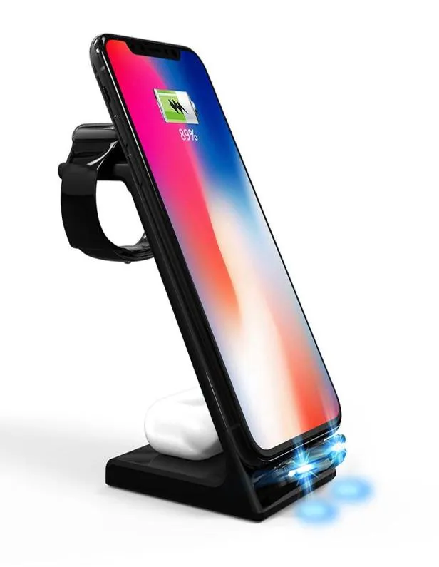 QI 15Wワイヤレス充電スタンドホルダー5 in 1 Car Fast Wireless Charger Dock Station for iPhone 1313Pro1212 ProxxRxs8 Plus A6440474