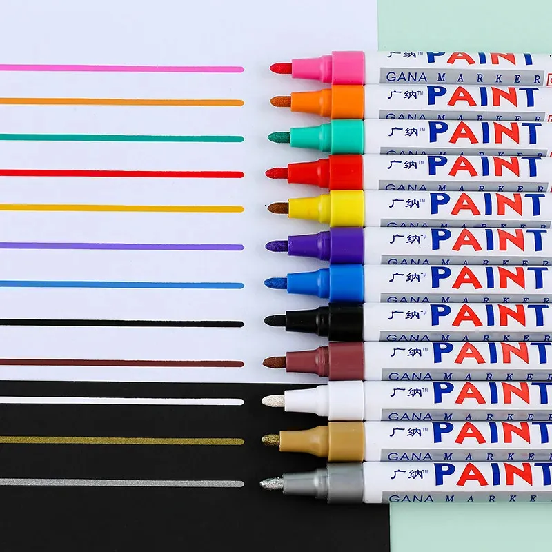 12 kolorów na bazie oleju długopisy stałe białe wodoodporne znaczniki farby do opon samochodowych