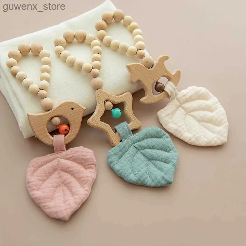 Mobiles # 1pc bébé en bois teether music hochet cloche suspendue baby toys mobile lit support étoile en bois de dents ronge