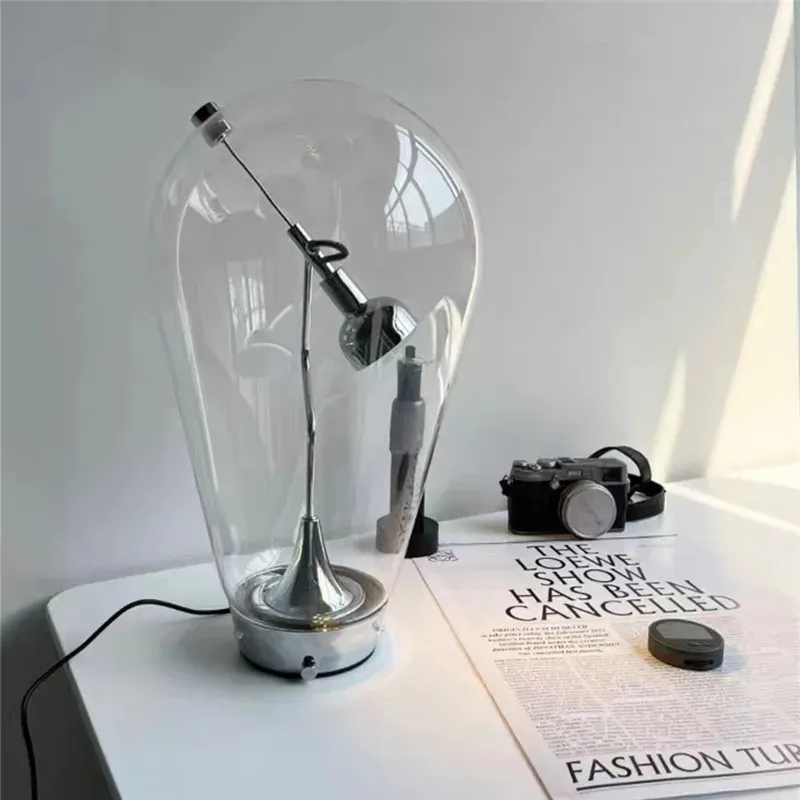 Unique desk lamp Adjustable Pio and Tito Toso Clear Glass danish light Bedroom Cafe Bar Store Home Decor chrome bedside lamps
