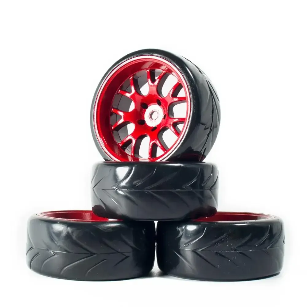 KEEDA Lot de 4 pneus RC 1:10 et jantes en plastique pour voiture de course 1/10 HSP HPI Tamiya RC On Road Touring Racing Drift Car (bleu KEEDA Lot de 4 pneus RC 1:10 et jantes en plastique pour voiture de course 1/10 HSP HPI Tamiya RC On Road Touring Racing Drift Car (bleu