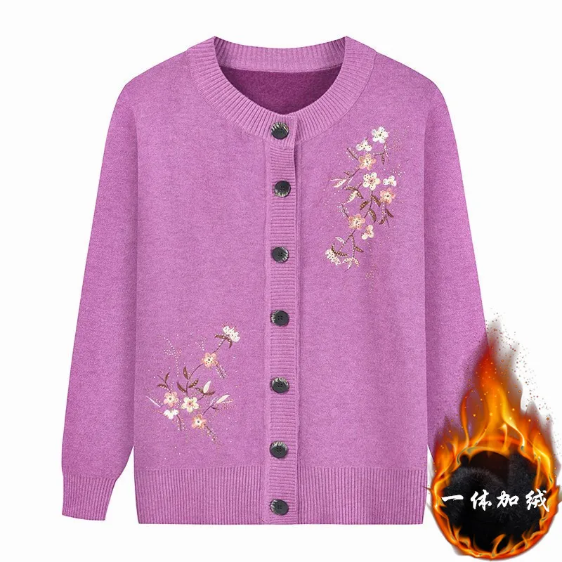 Save Big on Bulk Grandma Knit Sweater Grandma Knit Sweater: Middle Age  Women's Embroidered Cardigan Warm Autumn Winter Jacket For Mothers Best  Deals