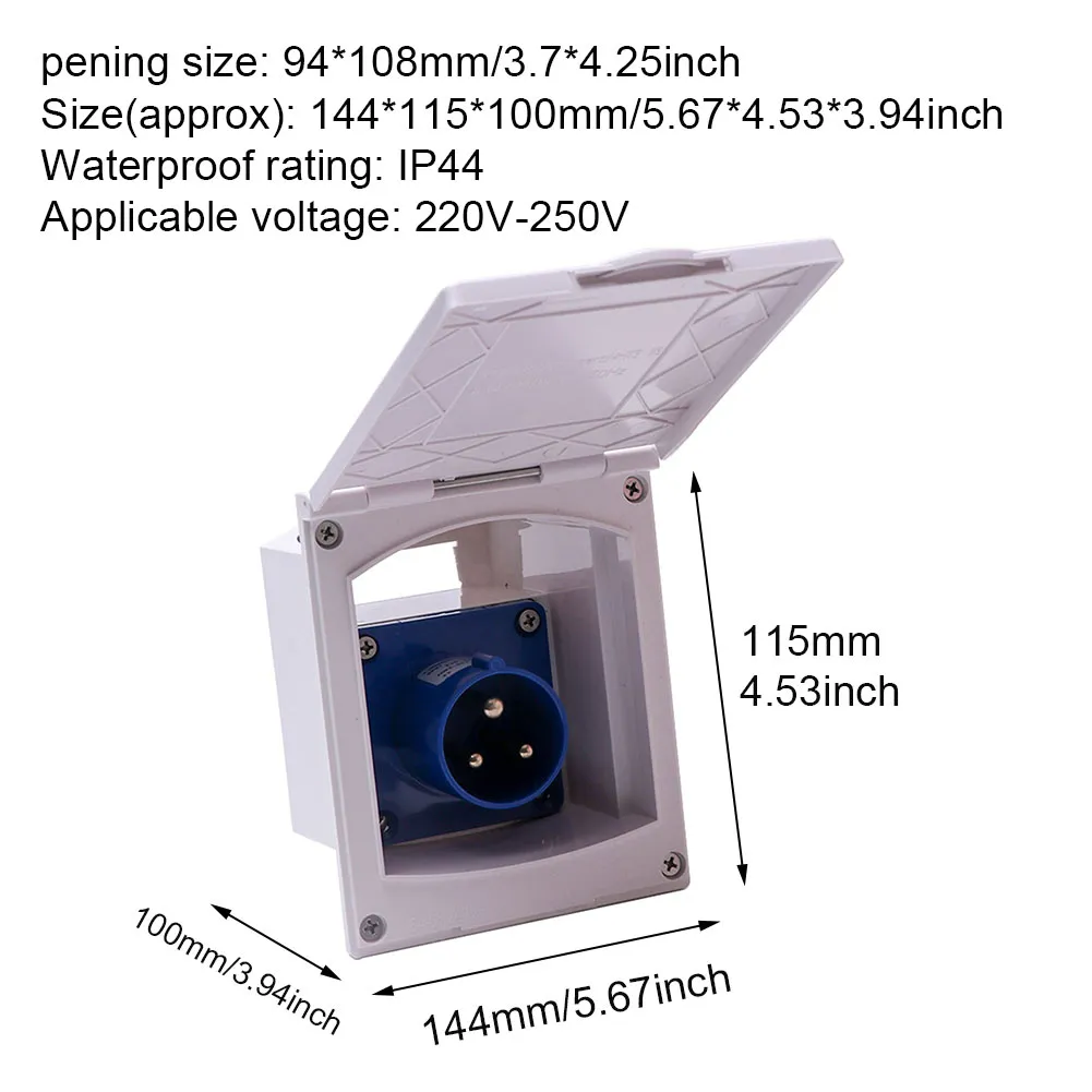 Waterproof RV Camper External 16A Practical Flush Inlet Socket Mains ...