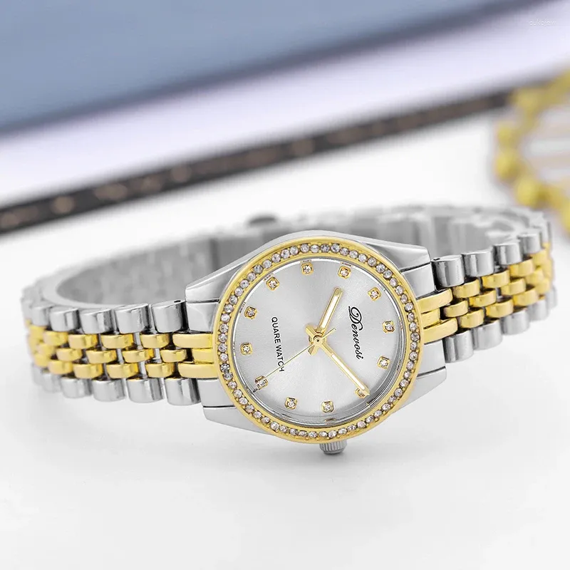 Montre-bracelets Luxury 3 Pointers Diamond Design Woard's Watch Watch Trendy Quartz Gold-Colore Business Wrist Wistor