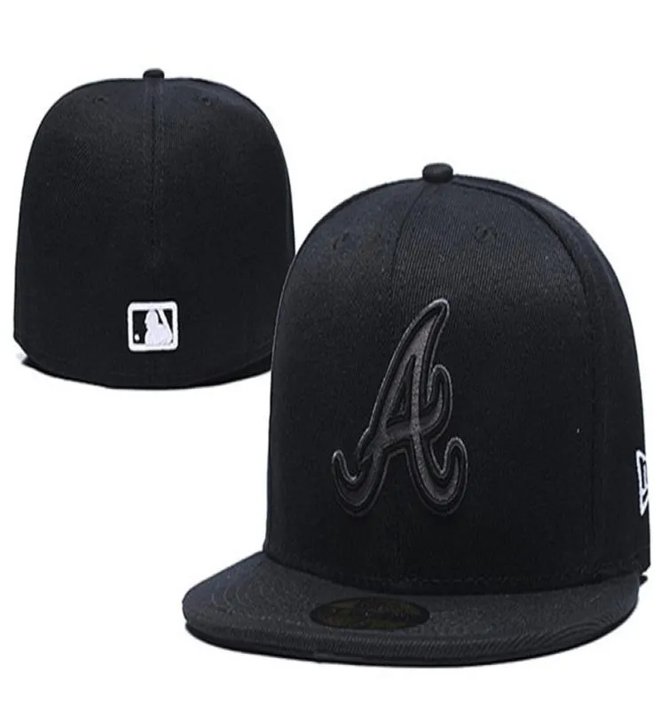 2020 MEN039S Braves Полный черный размер цвета установленных плоских шляп