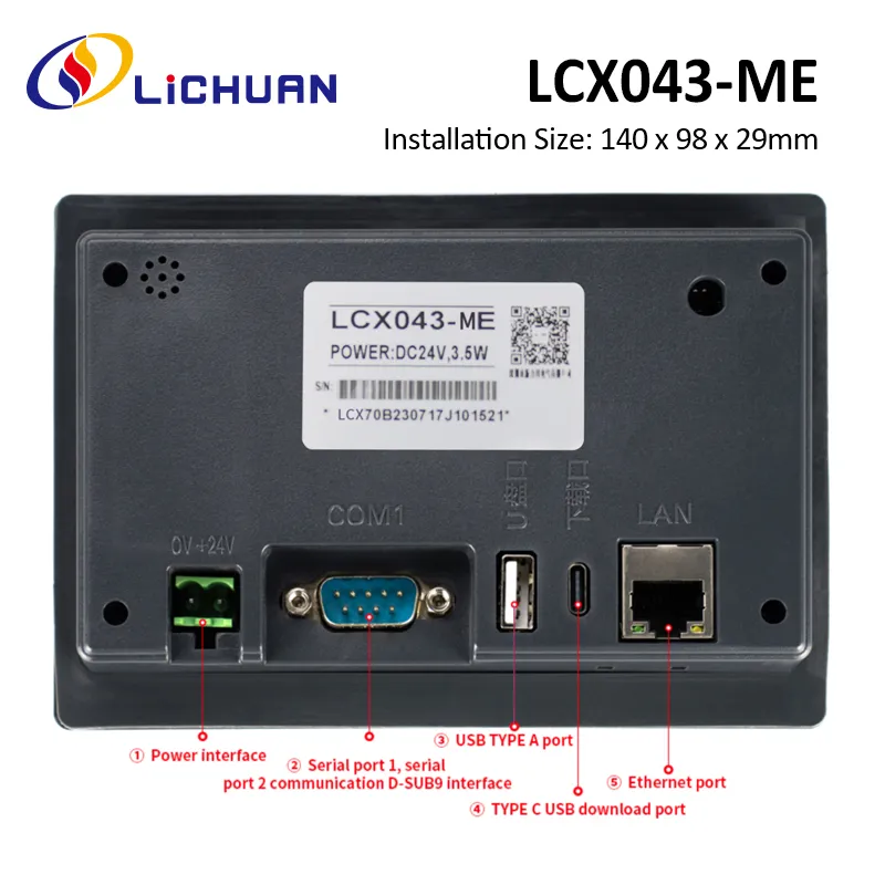 Lichuan HMI 4,3 -calowy ekran dotykowy dla obsługi kontrolera CNC Ethercat RS485 RS232 RS422