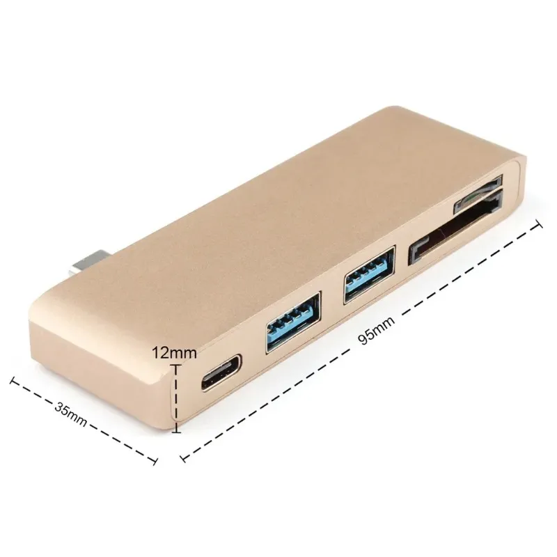 USB C Hub Type C Adaptateur Station d'accueil avec 2 USB 3.0 TF SD Reader PD Thunderbolt 3 pour MacBook Pro Air M1 2020 2019 2018 2017