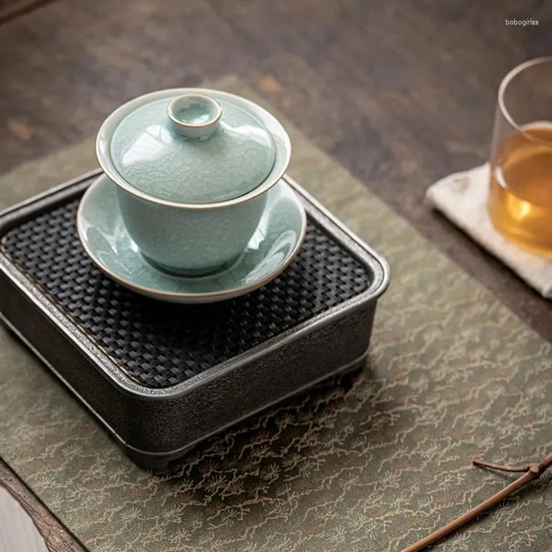 Чашки блюдцы потрескивая глазурь керамическая открытие Gaiwan для чая Tureen чайная чашка китайская ледяная миска Винтажные зеленые керамония Chawan