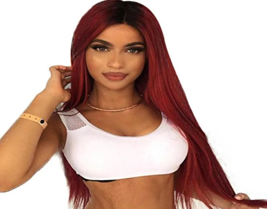 Couleur rouge cheveux réels humains perruque en dentelle full