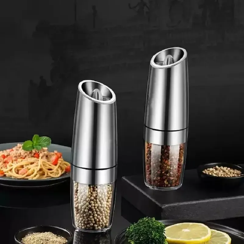 Blender Electric Gravity Salt And Pepper Grinder Mill Set With Blue Light And Stand Spice Jar Spice Pepper Mills Grinder Kitchen