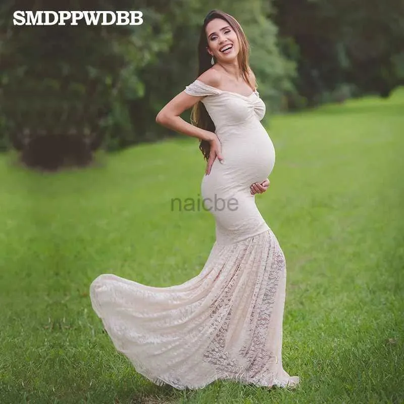 Moderskapsklänningar moderskapsklänning moderskapsfotografering props vit spets sexig maxi klänning elegant graviditet fotografering kvinnor moderskap spetsklänning 240412