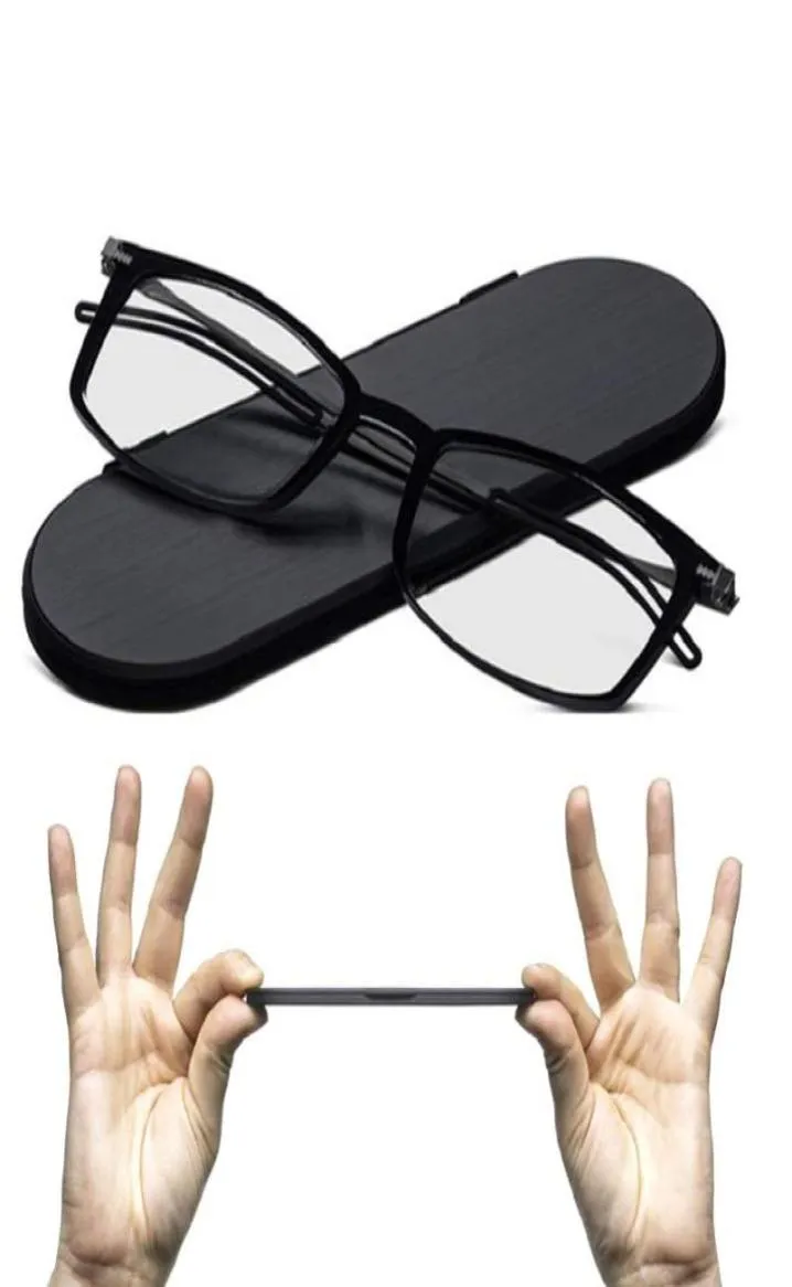 Солнцезащитные очки Ультра тонкие очки для чтения для мужчин Женщины гипериопия против синего света Увеличьте очки пресбиопические оптические полнокадные черные 8332179
