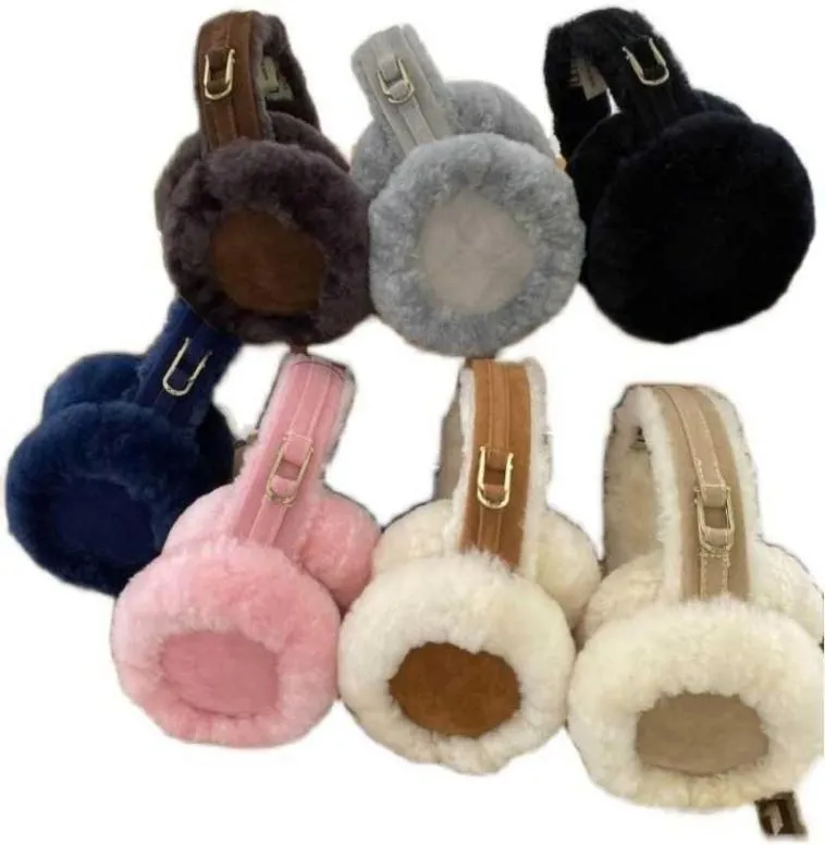 Designer de peles de pele de carneiro Earmuffs de metal fivela versátil capa de orelha mais quente para mulheres e men843977240577737