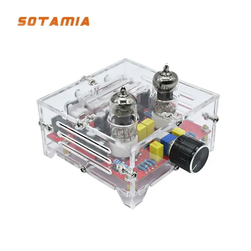 Amplificateur Sotamia 6J1 Préamper de tube Amplificateur Board audio HIFI Stéréo Dual Channel Class A Ton Control Préamplificateur avec boîtier en cristal