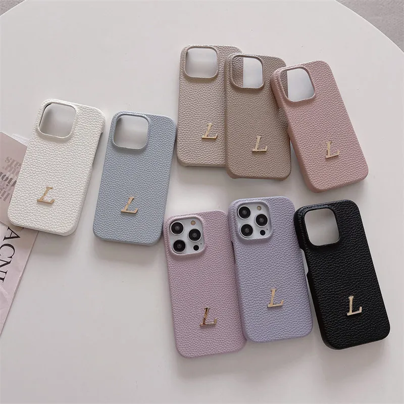 8 Solid Color Phone Case Designer Leather iPhone 14 Promax 13 12Promax 15 11 fall Kvinnor Telefoner Skal mobiltelefonskydd