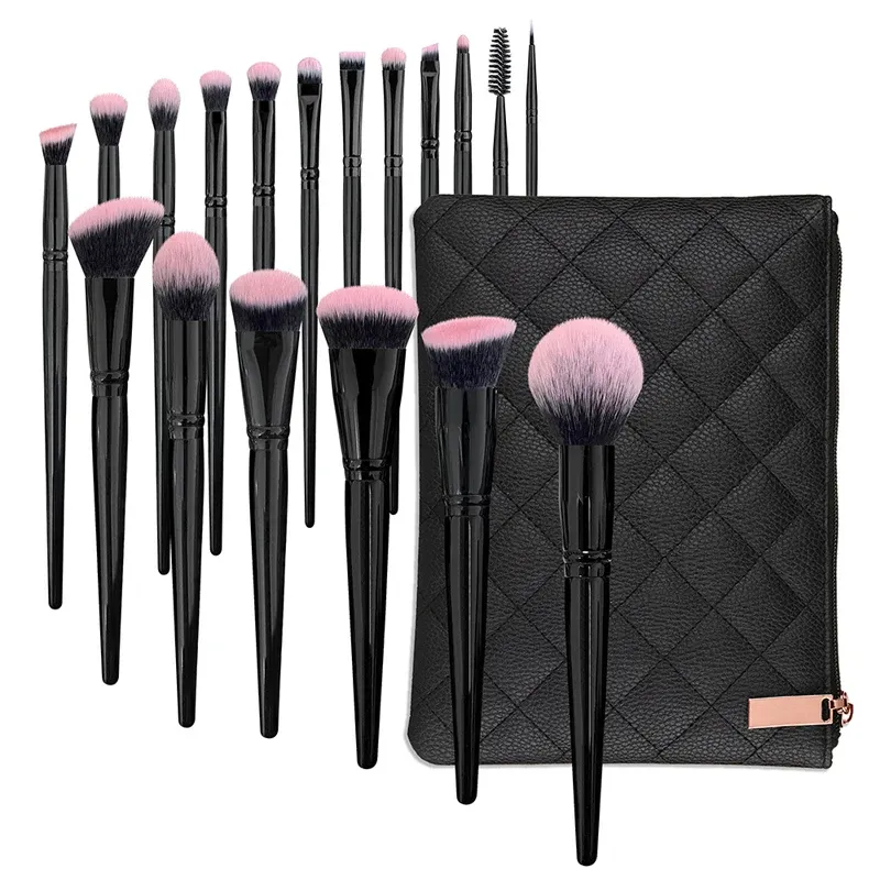 Kits Karsyngirl 18pcs Ultra weiche markierte rose rote schwarze Make -up -Pinsel Set dichter Haare Rosenrosa Make -up -Pinsel mit Fundamentpinsel