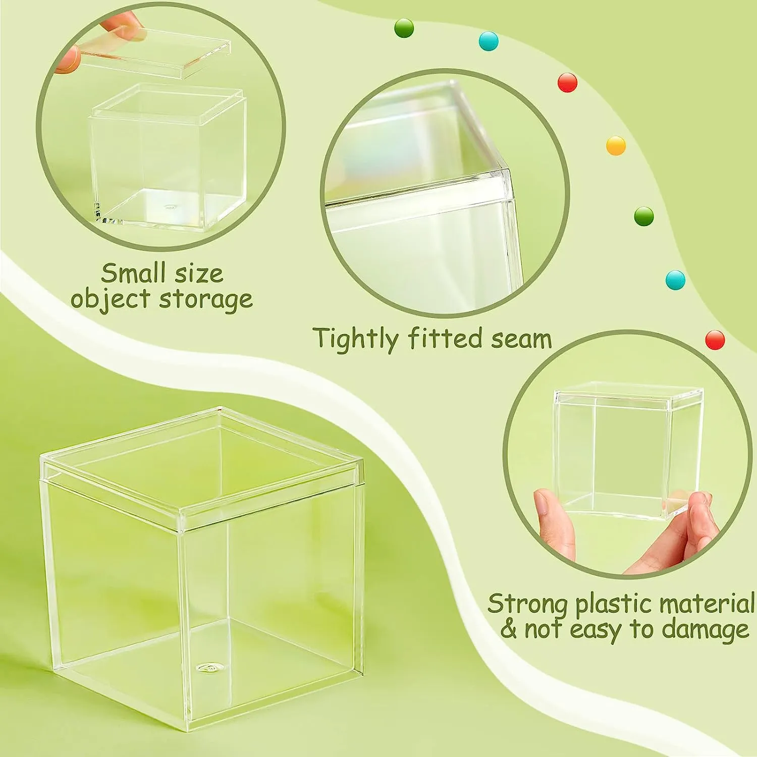 12Pc Clear Acrylic Candy Box Transparent Plastic Square Cube Cake Dessert Box Chocolate Packaging Storage Containers Display Box