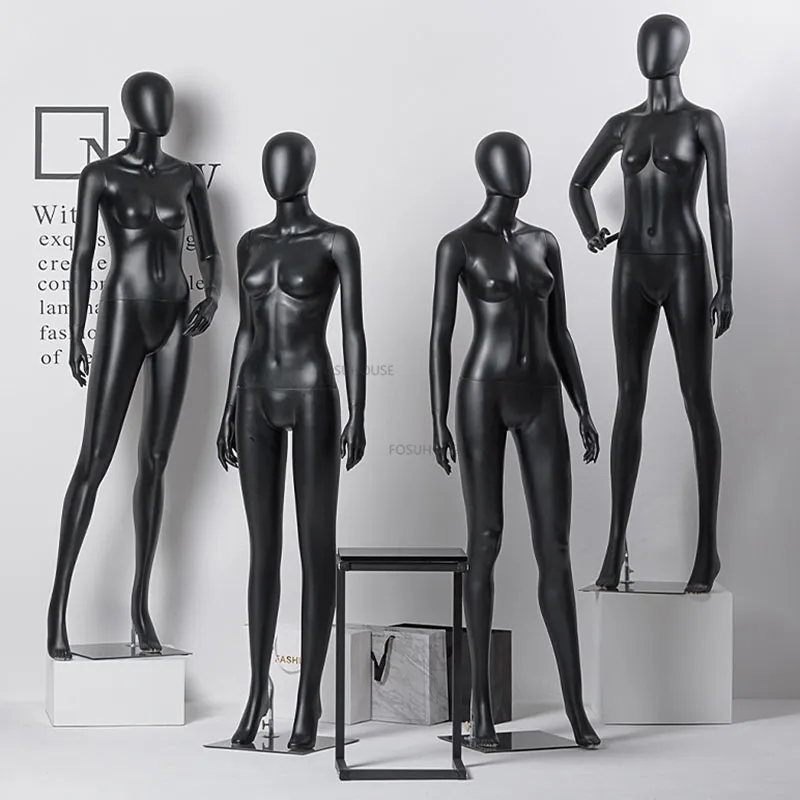 Matte Black Mannequins for Women's Clothing Display Stand Upscale Design Window Clothing Store Mannequin Full Body Dummy