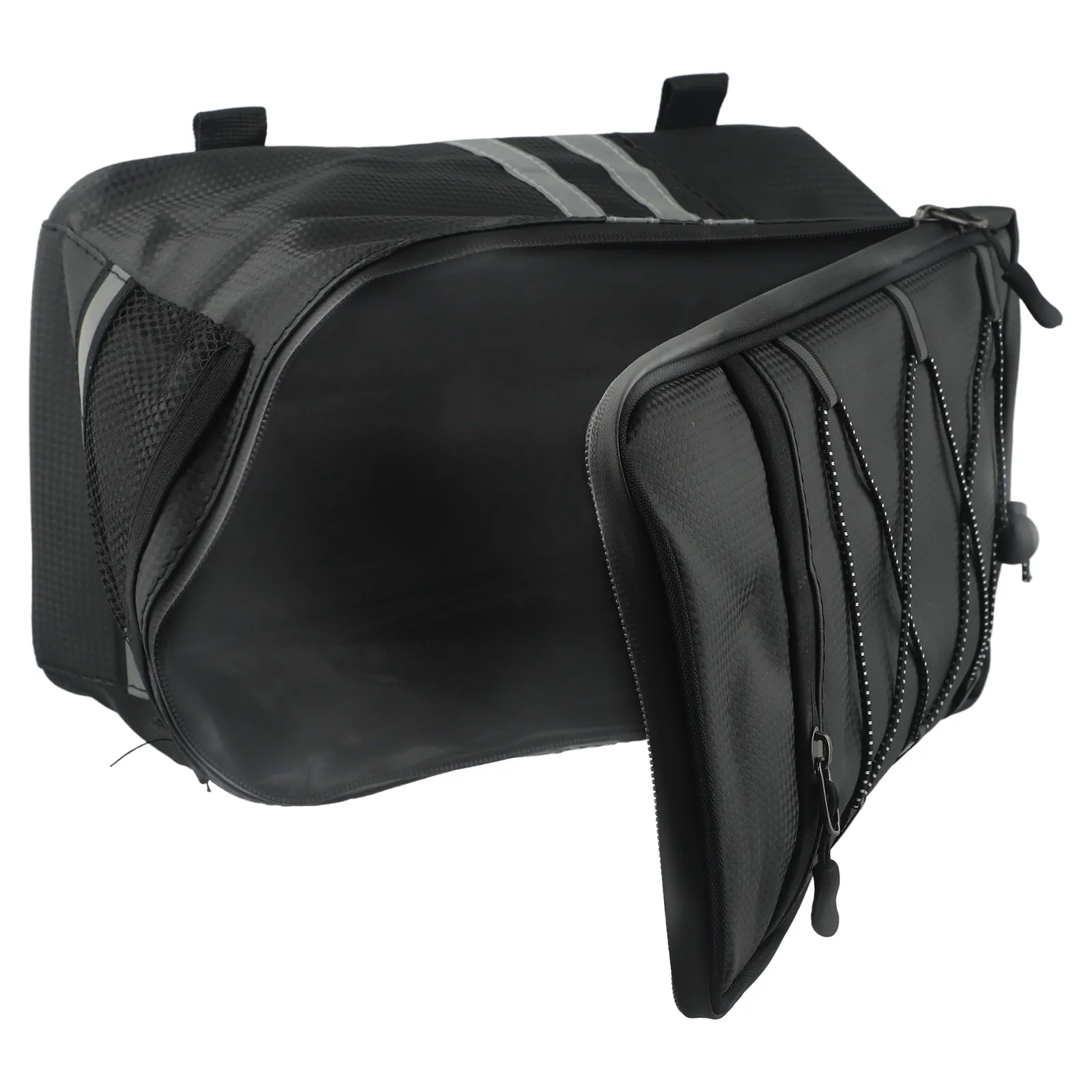 Large Waterproof Bicycle Rear Rack Trunk Bag Cycling Pannier 8L Capacity with Reflective Straps and Adjustable Elastic Cords