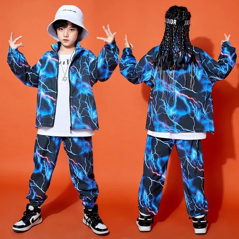 Blue Lightning windbreaker jacket Zip Up Jacket and Jogger