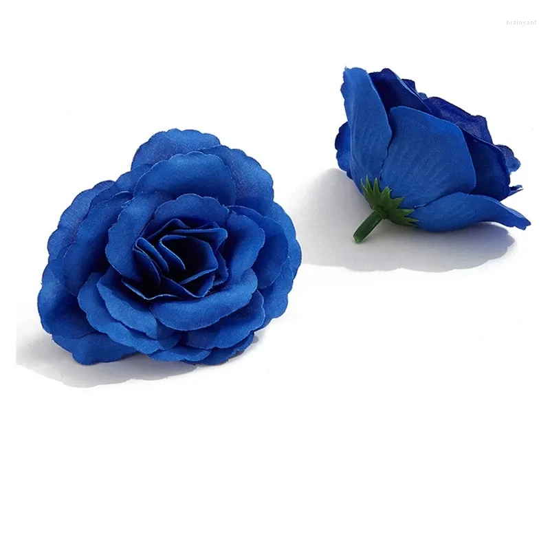 Fiori decorativi Cesti di fiori di seta artificiale di seta 150pcs per abiti da cappello DECOREAZIONE (blu scuro)