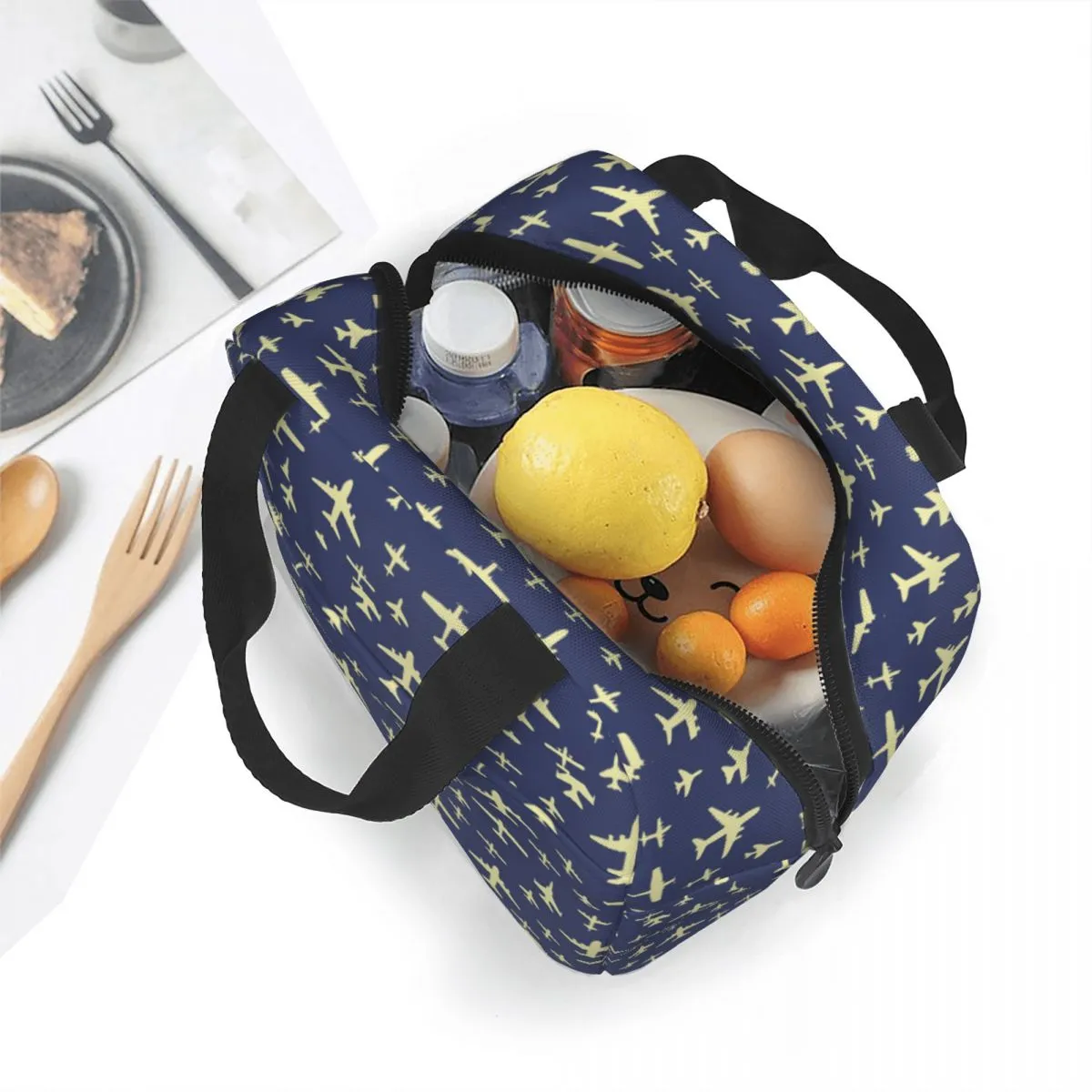 Flyga förbi flygplan isolerade lunchpåsar Cooler Bag Lunch Container Pilot Air Fighter Tote Lunch Box Bento Pouch Work Picnic