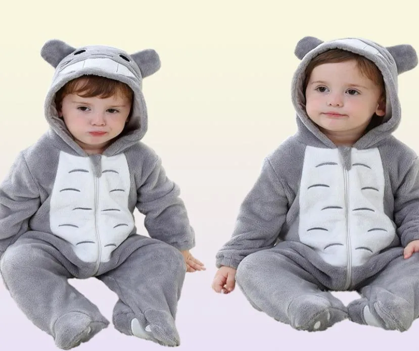 Baby onesie kigurumis pojke flicka spädbarn romper totoro kostym grå pyjama med dragkedja vinterkläder småbarn söt outfit katt fancy 22871416
