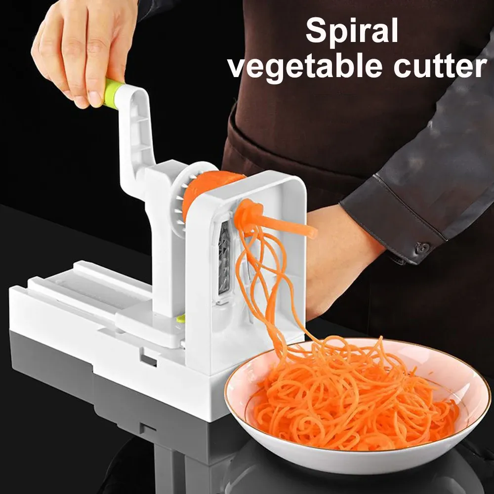 Kvarnare 4in1 Manuell grönsaksskärare Multifunktion Spiral Vegetabilisk Shredder Potatis rädisgrönsaksskivare Köksverktyg