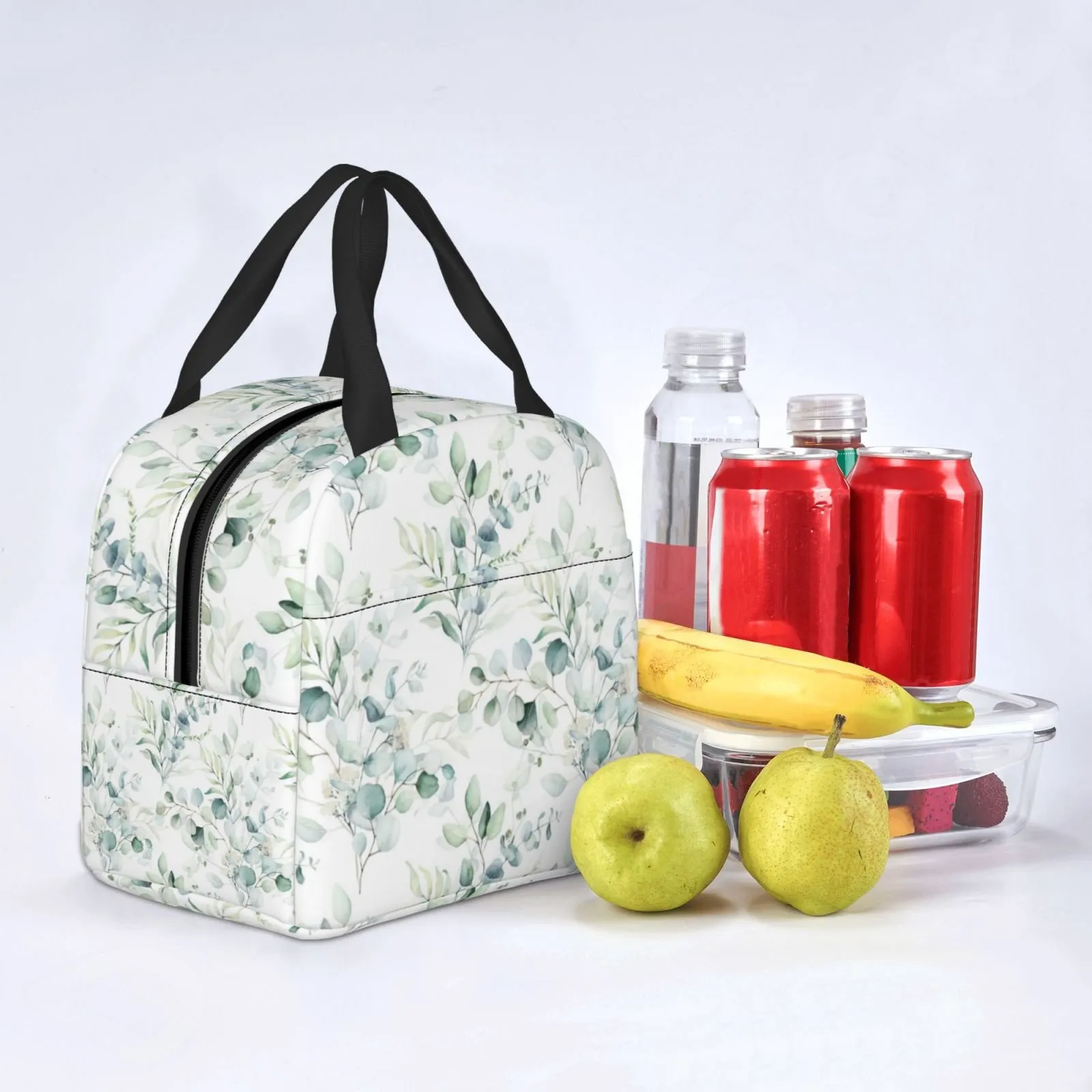 Spring Leaf Floral Sage Thermal Lunch Bag Izolowane pudełko na lunch dla kobiet Bento Bento TOTE TORBO DO PROBURE