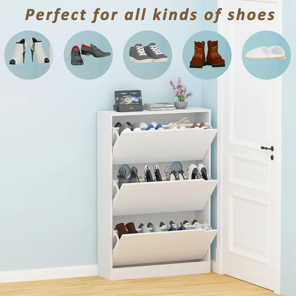 White Wooden Shoe Rack 12 Pairs Show Rack Casewin 10 Tiers Shoe Rack ...