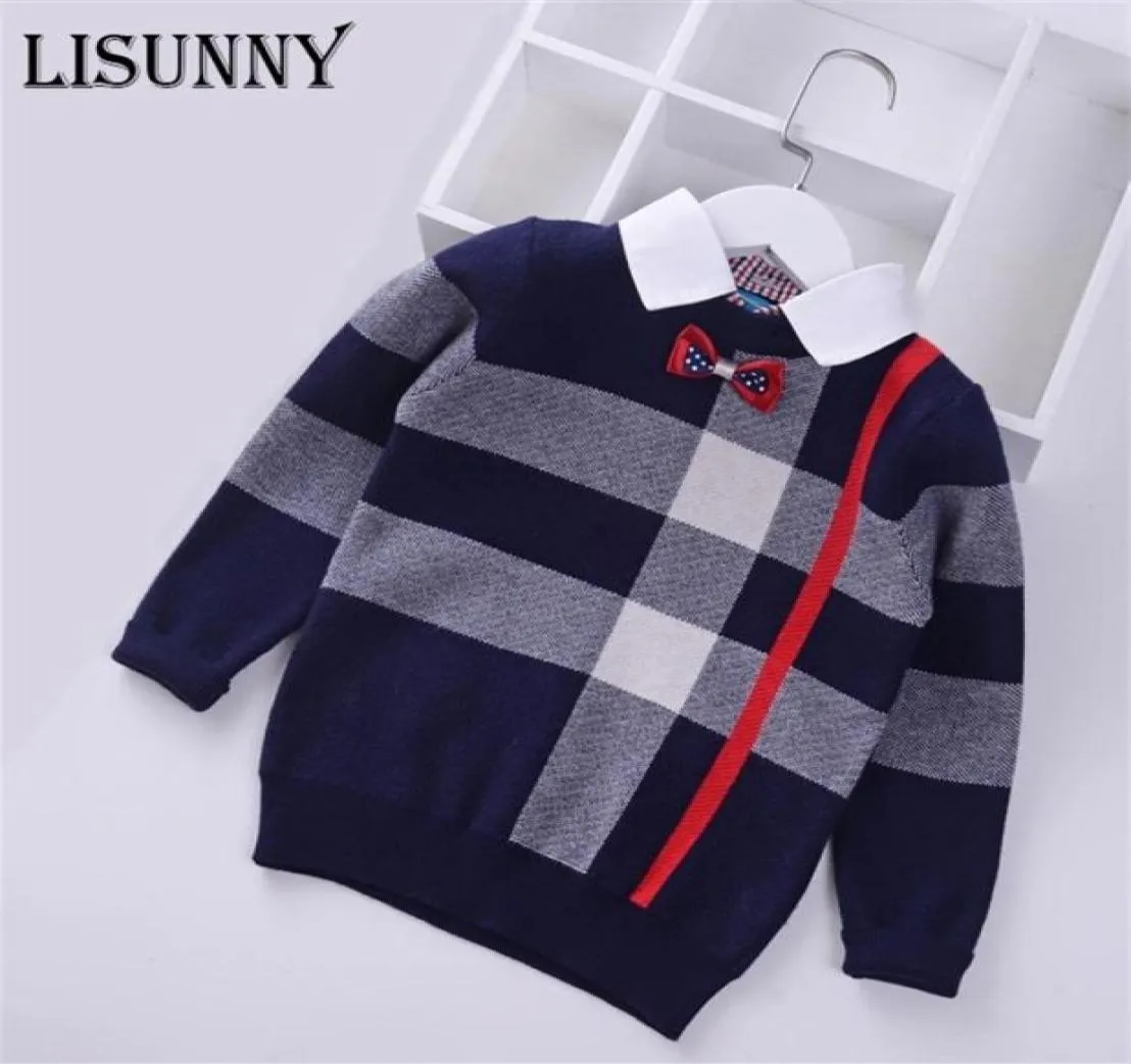 2020 Koszulka Boys Baby Stripe Plaid Pullover Knit Ubrania dla dzieci jesienne zima nowe swetry chłopiec odzież Y200901281B5764887