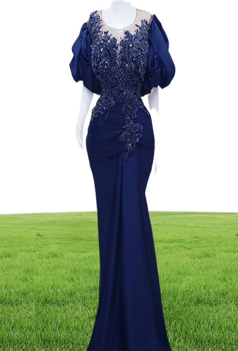 2022 plus size arabic aso ebi royal blue sereia baile de baile de renda de renda de cristais noturno partido formal segunda recepção aniversário 8997635