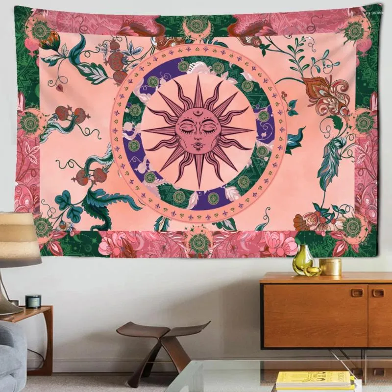 Tapisserier Sun Burning Vine Tapestry Wall Hanging Bohemian Hippie Witchcraft Mandala Aesthetics Room Home Decor